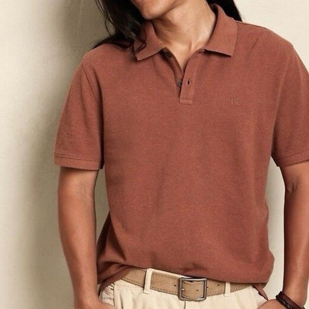Banana Republic Polo Shirt XXL Pique Cotton Rust Preppy Normcore Classic Casual